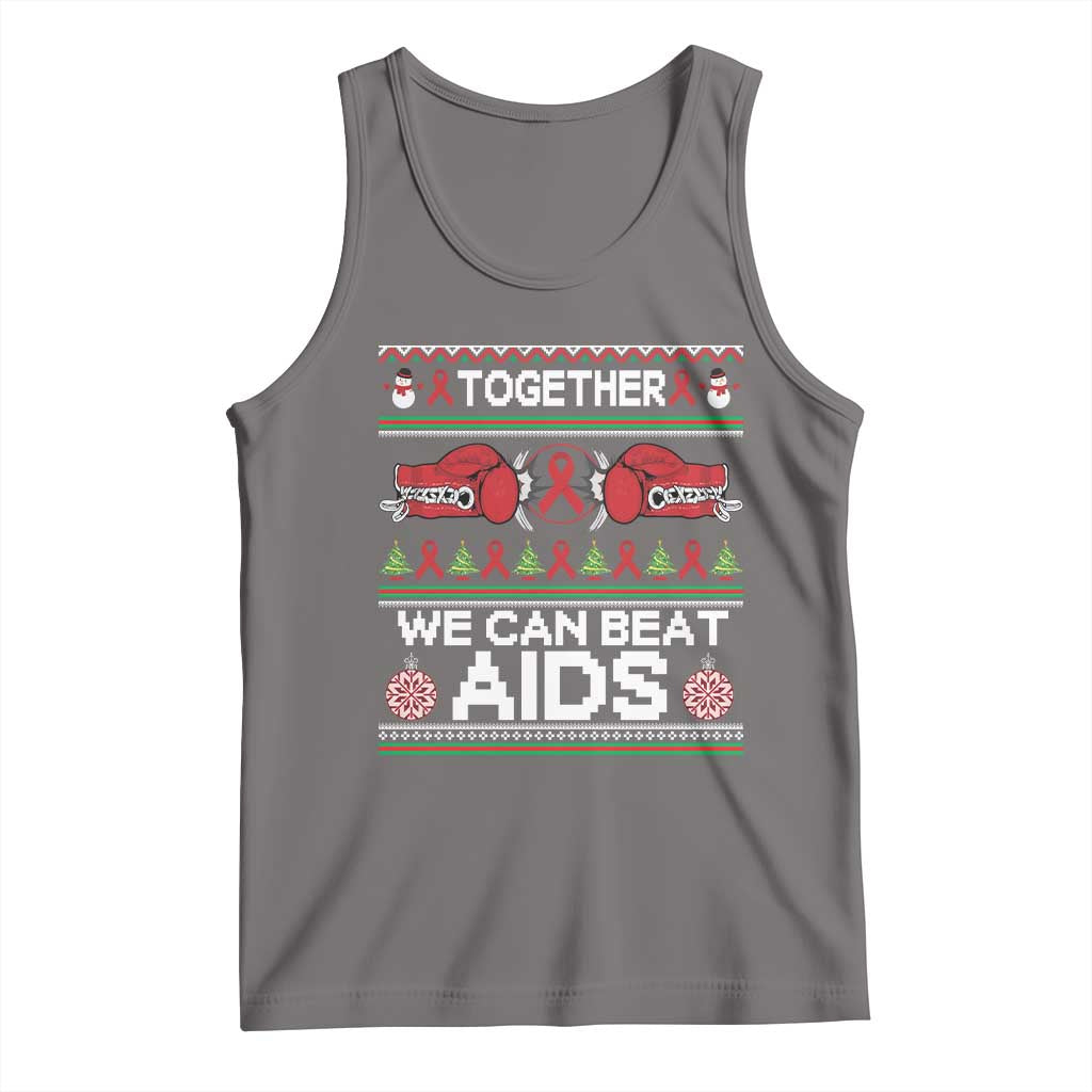 Together We Can Beat AIDS Tank Top HIV Awareness Boxing Ugly Sweater Gift - Wonder Print Shop