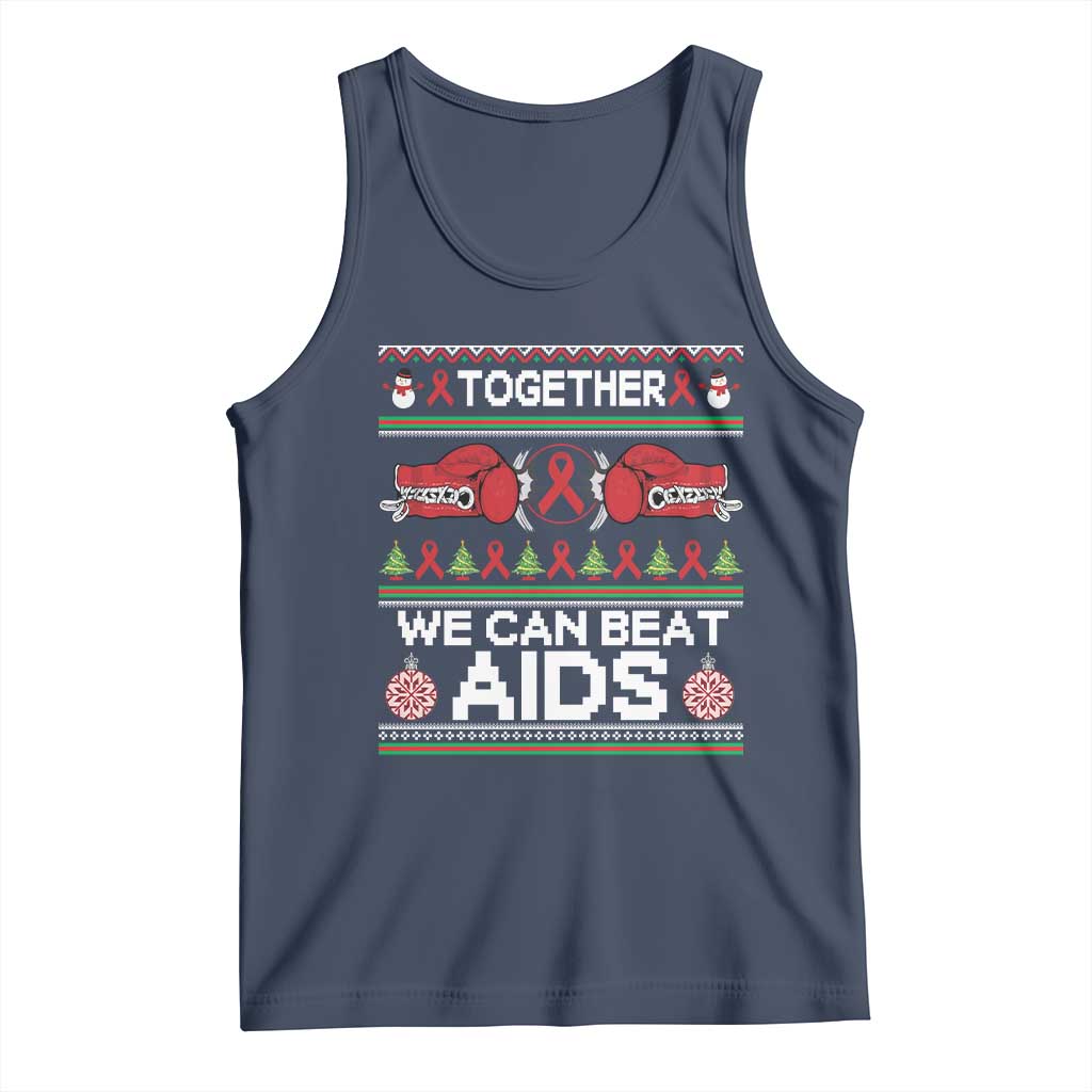 Together We Can Beat AIDS Tank Top HIV Awareness Boxing Ugly Sweater Gift - Wonder Print Shop
