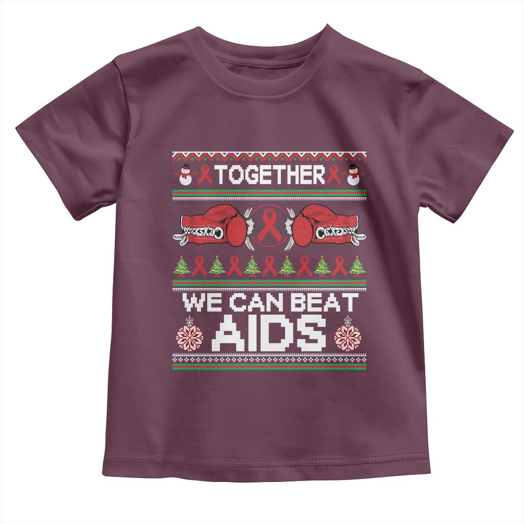 Together We Can Beat AIDS Toddler T Shirt HIV Awareness Boxing Ugly Sweater Gift - Wonder Print Shop