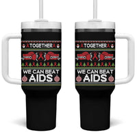 Together We Can Beat AIDS Tumbler With Handle HIV Awareness Boxing Ugly Sweater Gift - Wonder Print Shop