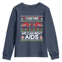 Together We Can Beat AIDS Youth Sweatshirt HIV Awareness Boxing Ugly Sweater Gift - Wonder Print Shop