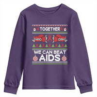 Together We Can Beat AIDS Youth Sweatshirt HIV Awareness Boxing Ugly Sweater Gift - Wonder Print Shop