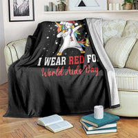 I Wear Red For World AIDS Day Throw Blanket Santa Unicorn Dabbing Christmas Gift - Wonder Print Shop