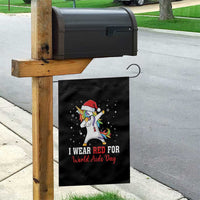 I Wear Red For World AIDS Day Garden Flag Santa Unicorn Dabbing Christmas Gift - Wonder Print Shop
