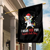 I Wear Red For World AIDS Day Garden Flag Santa Unicorn Dabbing Christmas Gift - Wonder Print Shop