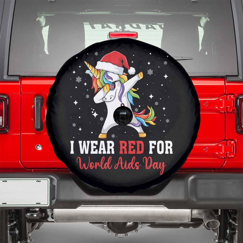I Wear Red For World AIDS Day Spare Tire Cover Santa Unicorn Dabbing Christmas Gift - Wonder Print Shop