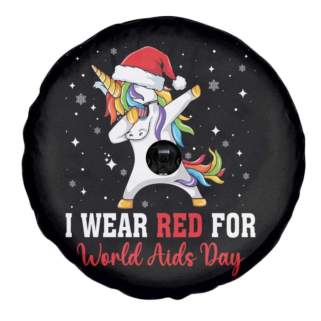 I Wear Red For World AIDS Day Spare Tire Cover Santa Unicorn Dabbing Christmas Gift - Wonder Print Shop