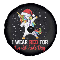 I Wear Red For World AIDS Day Spare Tire Cover Santa Unicorn Dabbing Christmas Gift - Wonder Print Shop