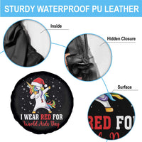 I Wear Red For World AIDS Day Spare Tire Cover Santa Unicorn Dabbing Christmas Gift - Wonder Print Shop