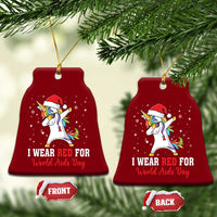 I Wear Red For World AIDS Day Ceramic Ornament Santa Unicorn Dabbing Xmas Gift - Wonder Print Shop