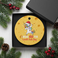 I Wear Red For World AIDS Day Ceramic Ornament Santa Unicorn Dabbing Xmas Gift - Wonder Print Shop