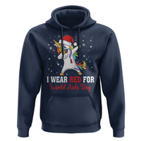 I Wear Red For World AIDS Day Hoodie Santa Unicorn Dabbing Christmas Gift - Wonder Print Shop