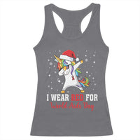 I Wear Red For World AIDS Day Racerback Tank Top Santa Unicorn Dabbing Christmas Gift - Wonder Print Shop