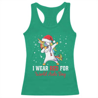 I Wear Red For World AIDS Day Racerback Tank Top Santa Unicorn Dabbing Christmas Gift - Wonder Print Shop