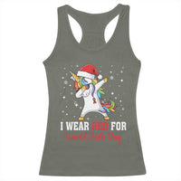 I Wear Red For World AIDS Day Racerback Tank Top Santa Unicorn Dabbing Christmas Gift - Wonder Print Shop