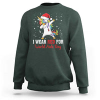 I Wear Red For World AIDS Day Sweatshirt Santa Unicorn Dabbing Christmas Gift - Wonder Print Shop