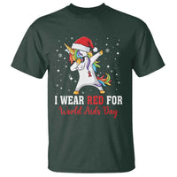 I Wear Red For World AIDS Day T Shirt Santa Unicorn Dabbing Christmas Gift - Wonder Print Shop