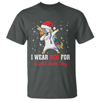 I Wear Red For World AIDS Day T Shirt Santa Unicorn Dabbing Christmas Gift - Wonder Print Shop
