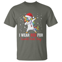 I Wear Red For World AIDS Day T Shirt Santa Unicorn Dabbing Christmas Gift - Wonder Print Shop