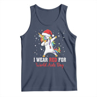 I Wear Red For World AIDS Day Tank Top Santa Unicorn Dabbing Christmas Gift - Wonder Print Shop