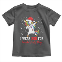 I Wear Red For World AIDS Day Toddler T Shirt Santa Unicorn Dabbing Christmas Gift - Wonder Print Shop