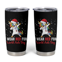 I Wear Red For World AIDS Day Tumbler Cup Santa Unicorn Dabbing Christmas Gift - Wonder Print Shop