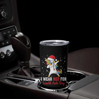 I Wear Red For World AIDS Day Tumbler Cup Santa Unicorn Dabbing Christmas Gift - Wonder Print Shop