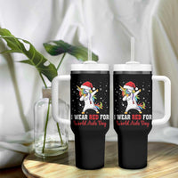 I Wear Red For World AIDS Day Tumbler With Handle Santa Unicorn Dabbing Christmas Gift - Wonder Print Shop