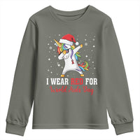 I Wear Red For World AIDS Day Youth Sweatshirt Santa Unicorn Dabbing Christmas Gift - Wonder Print Shop