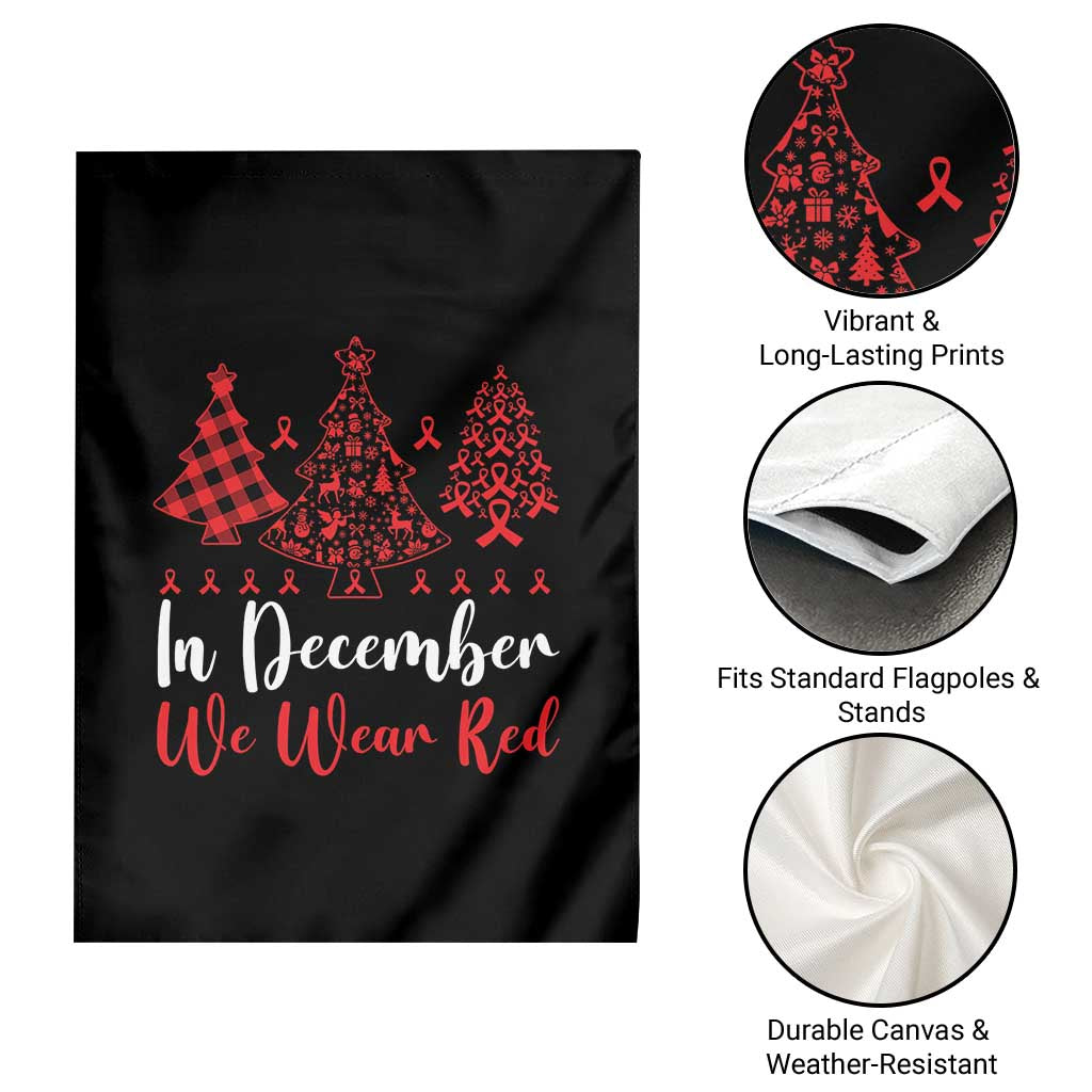 In December We Wear Red Garden Flag HIV Awareness Christmas Ribbon Tree Gift - Wonder Print Shop
