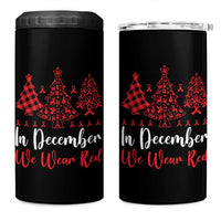 In December We Wear Red 4 in 1 Can Cooler Tumbler HIV Awareness Christmas Ribbon Tree Gift - Wonder Print Shop
