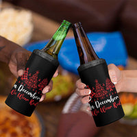 In December We Wear Red 4 in 1 Can Cooler Tumbler HIV Awareness Christmas Ribbon Tree Gift - Wonder Print Shop