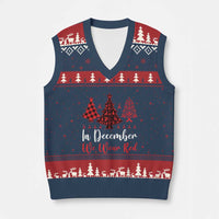 In December We Wear Red V-Neck Knit Sweater Vest HIV Awareness Xmas Ribbon Tree Gift - Wonder Print Shop