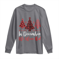 In December We Wear Red Long Sleeve Shirt HIV Awareness Christmas Ribbon Tree Gift - Wonder Print Shop