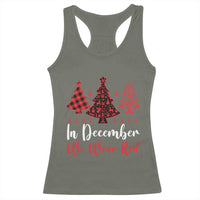 In December We Wear Red Racerback Tank Top HIV Awareness Christmas Ribbon Tree Gift - Wonder Print Shop
