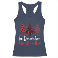 In December We Wear Red Racerback Tank Top HIV Awareness Christmas Ribbon Tree Gift - Wonder Print Shop