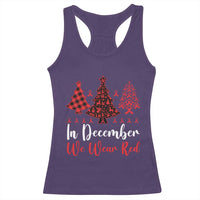 In December We Wear Red Racerback Tank Top HIV Awareness Christmas Ribbon Tree Gift - Wonder Print Shop
