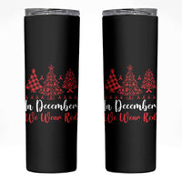 In December We Wear Red Skinny Tumbler HIV Awareness Christmas Ribbon Tree Gift - Wonder Print Shop