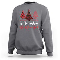 In December We Wear Red Sweatshirt HIV Awareness Christmas Ribbon Tree Gift - Wonder Print Shop