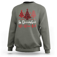 In December We Wear Red Sweatshirt HIV Awareness Christmas Ribbon Tree Gift - Wonder Print Shop
