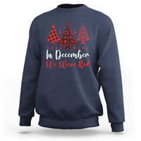 In December We Wear Red Sweatshirt HIV Awareness Christmas Ribbon Tree Gift - Wonder Print Shop