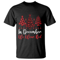 In December We Wear Red T Shirt HIV Awareness Christmas Ribbon Tree Gift - Wonder Print Shop