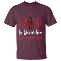In December We Wear Red T Shirt HIV Awareness Christmas Ribbon Tree Gift - Wonder Print Shop
