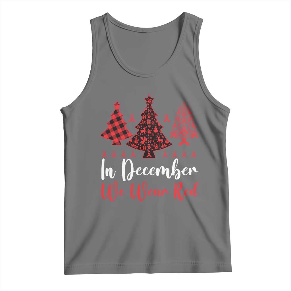 In December We Wear Red Tank Top HIV Awareness Christmas Ribbon Tree Gift - Wonder Print Shop
