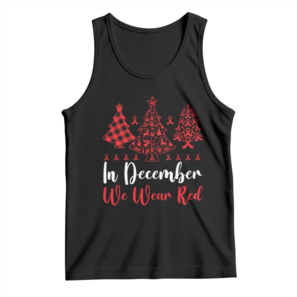 In December We Wear Red Tank Top HIV Awareness Christmas Ribbon Tree Gift - Wonder Print Shop