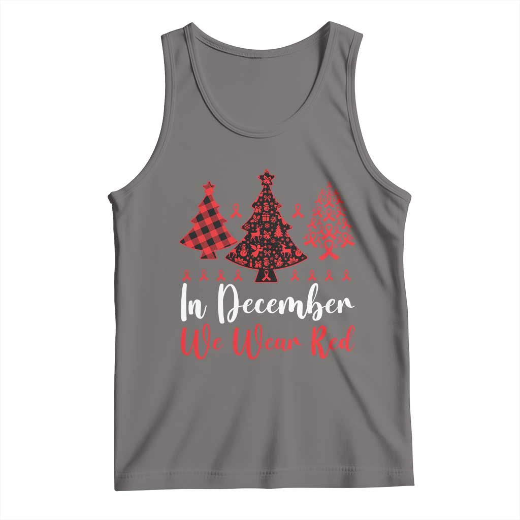 In December We Wear Red Tank Top HIV Awareness Christmas Ribbon Tree Gift - Wonder Print Shop