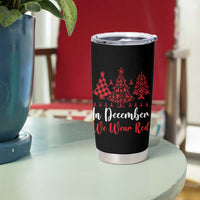 In December We Wear Red Tumbler Cup HIV Awareness Christmas Ribbon Tree Gift - Wonder Print Shop