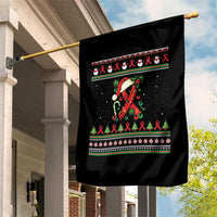 Santa Red Ribbon HIV Awareness Garden Flag Ugly Sweater Christmas Gift - Wonder Print Shop