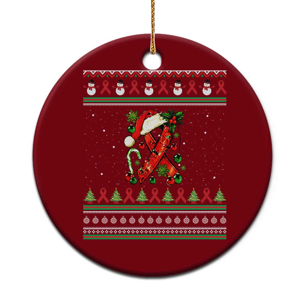 Santa Red Ribbon HIV Awareness Ceramic Ornament Ugly Sweater Xmas Gift - Wonder Print Shop