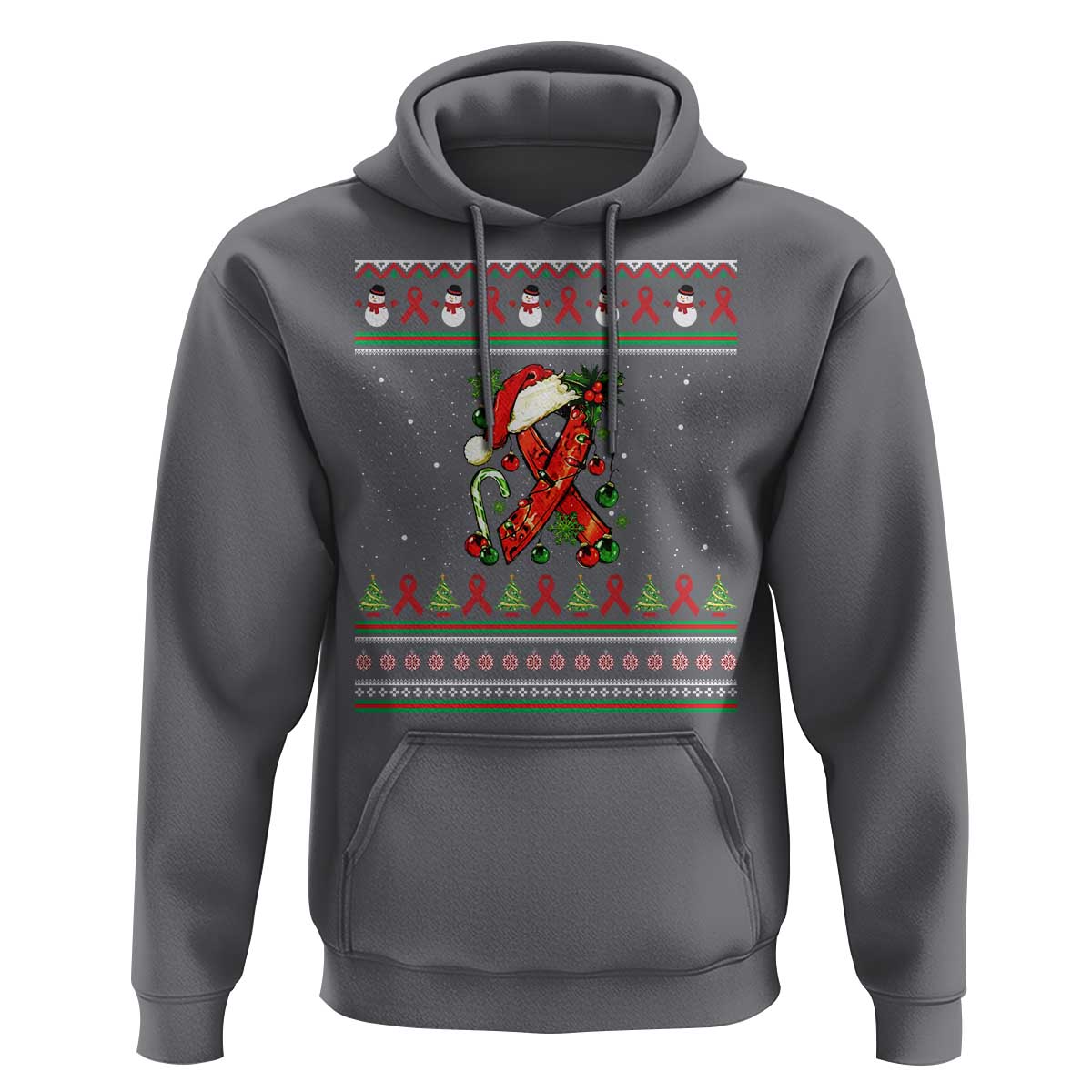 Santa Red Ribbon HIV Awareness Hoodie Ugly Sweater Christmas Gift - Wonder Print Shop
